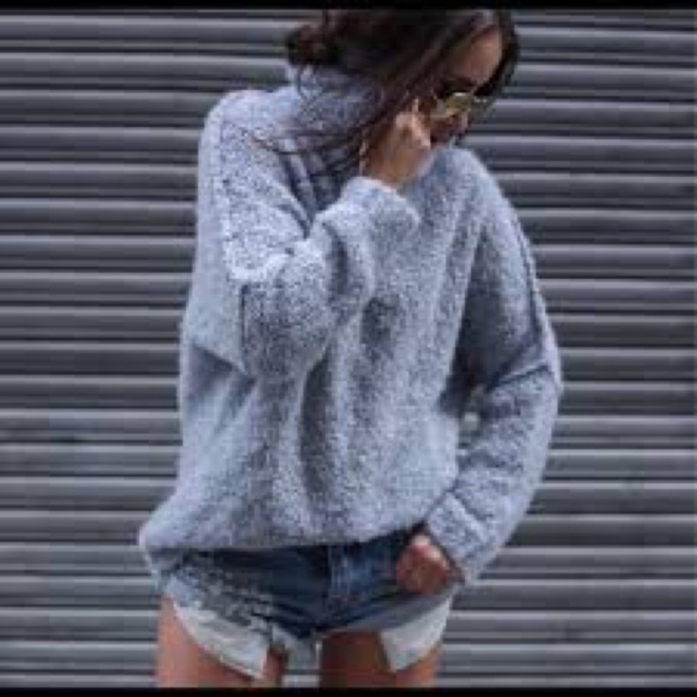 Free People Gray She’s All That Alpaca Blend Oversized Cowl Neck Sweater XS